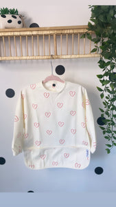 Long Sleeve Weaning Bib & Matching Bag "Wear Your Heart on your Sleeve"