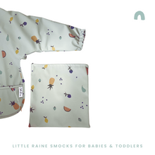 Load image into Gallery viewer, Long Sleeve Weaning Bib &amp; Matching Bag &quot;Fruit for Thought&quot;
