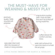 Load image into Gallery viewer, long sleeve weaning bib, coverall bib. design rainbow
