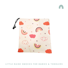 Load image into Gallery viewer, long sleeve weaning bib, coverall bib. design  rainbows design
