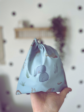 Load image into Gallery viewer, Long Sleeve Weaning Bib &amp; Matching Bag &quot;Safari Blue&quot;
