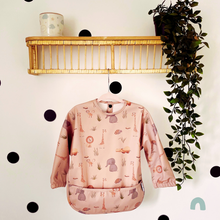 Load image into Gallery viewer, Long Sleeve Weaning Bib &amp; Matching Bag &quot;Safari Rose&quot;
