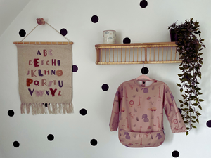 Long Sleeve Weaning Bib & Matching Bag "Safari Rose"