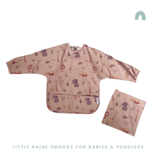 Load image into Gallery viewer, Long Sleeve Weaning Bib &amp; Matching Bag &quot;Safari Rose&quot;
