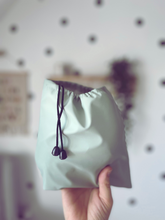 Load image into Gallery viewer, Long Sleeve Weaning Bib &amp; Matching Bag &quot;Sage Green&quot;

