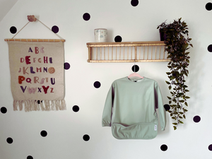 Long Sleeve Weaning Bib & Matching Bag "Sage Green"