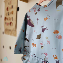 Load image into Gallery viewer, Long Sleeve Weaning Bib &amp; Matching Bag  &quot;Under The Sea&quot;
